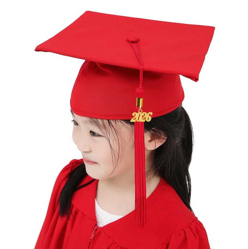 GraduationMall Matte Kindergarten & Preschool Graduation Cap for Kids with 2026 Tassel Red - Image 2